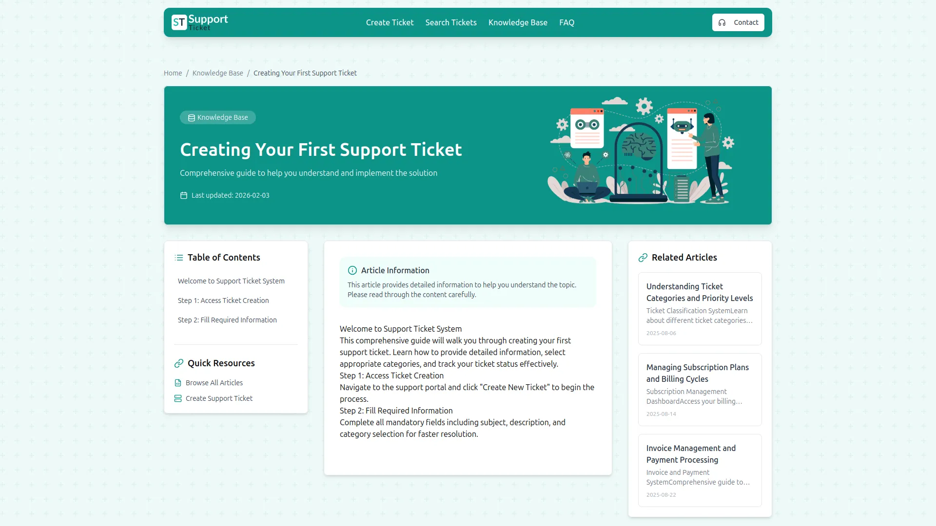 support ticket dash saas