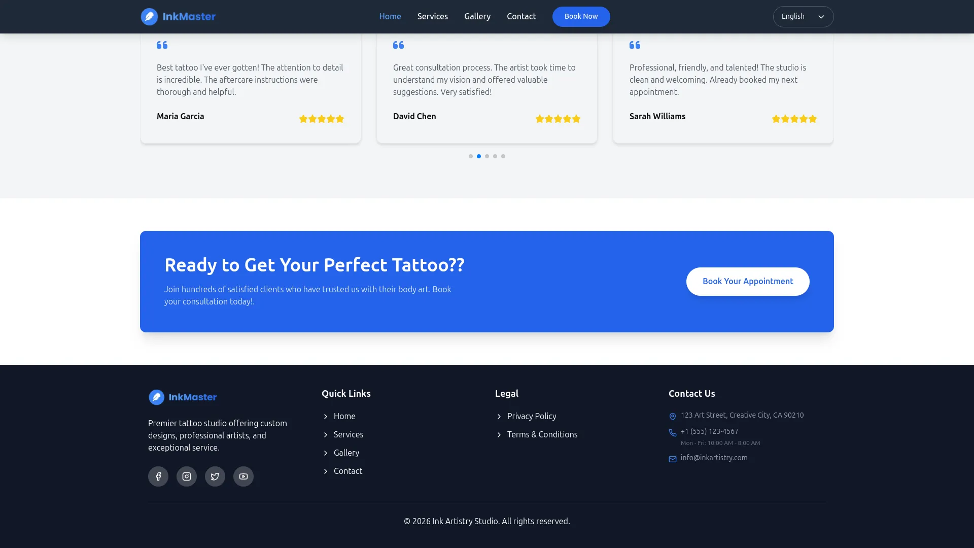 tattoo studio management dash