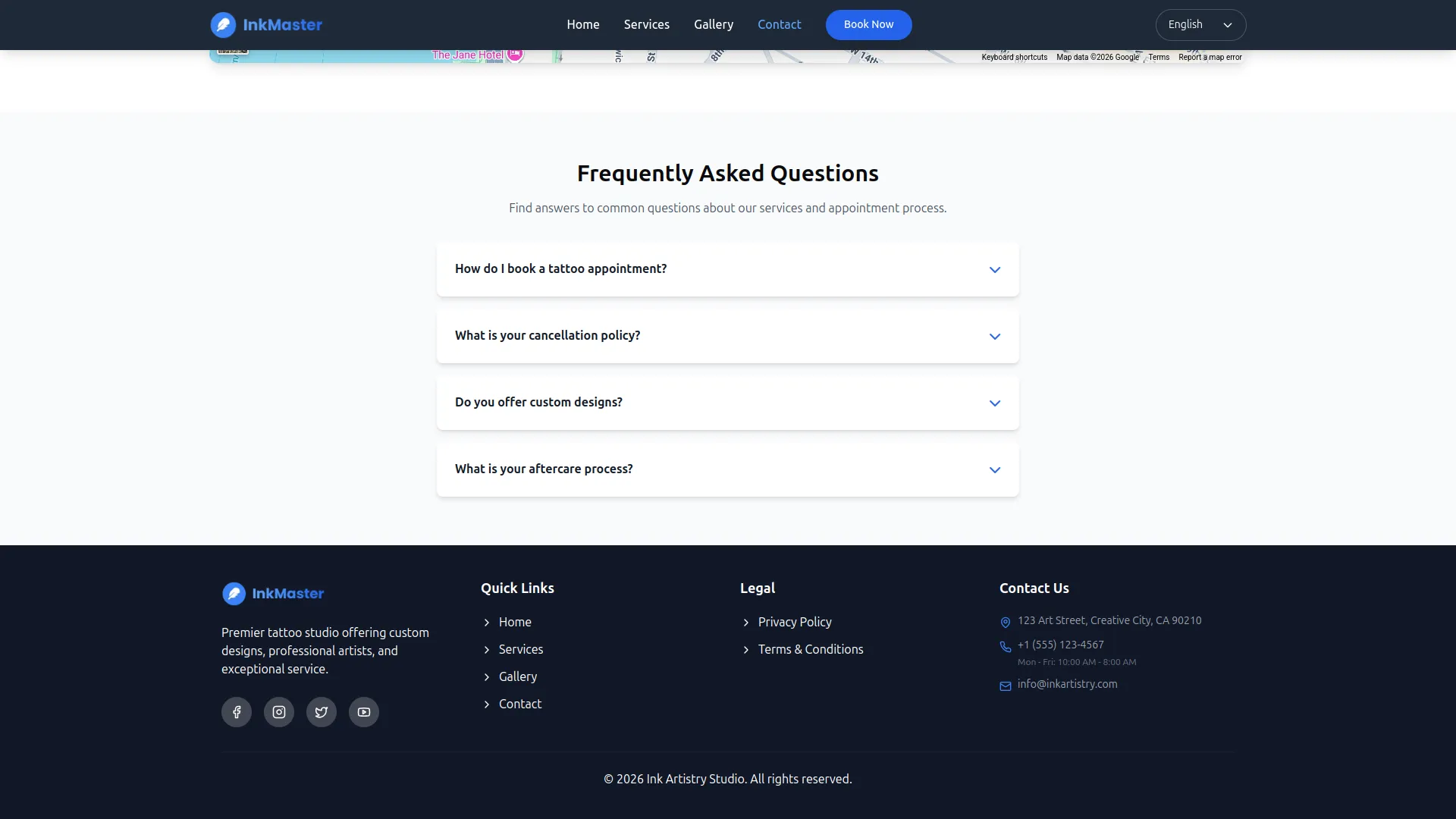 tattoo studio management dash