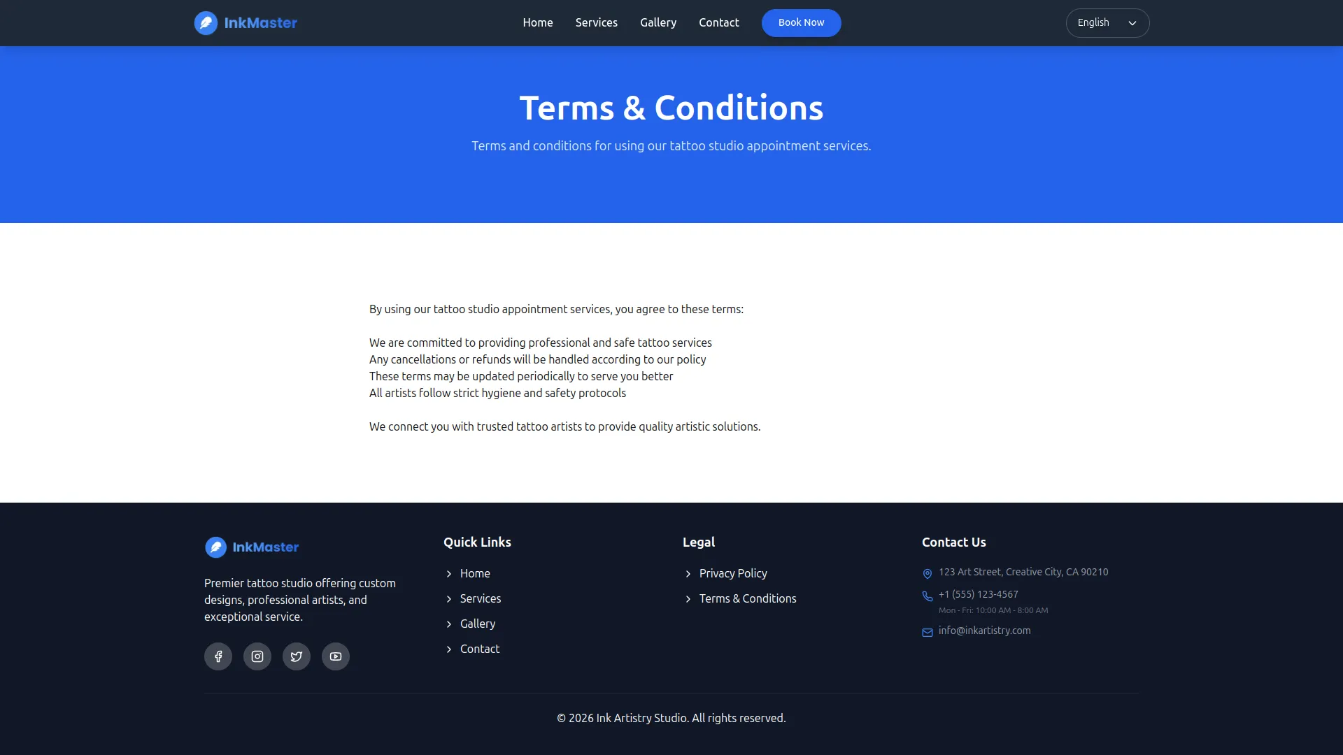 tattoo studio management dash