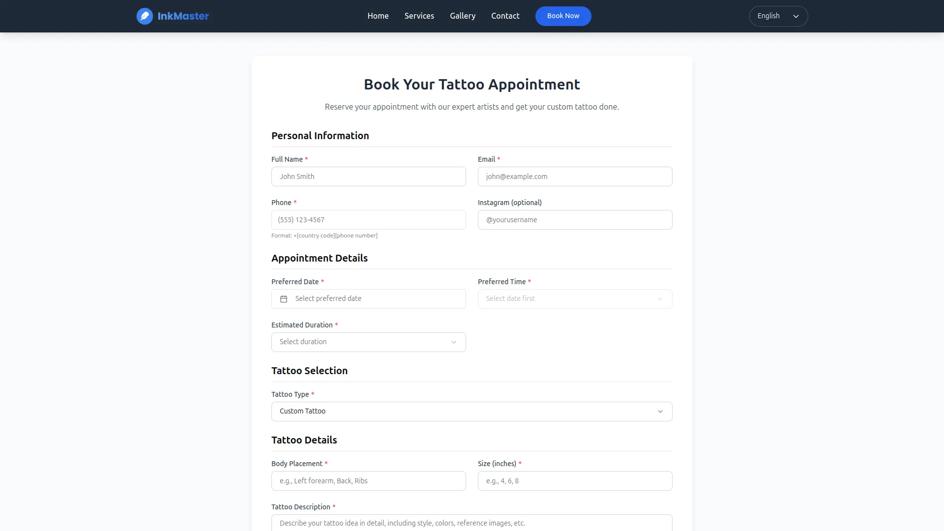 tattoo studio management dash