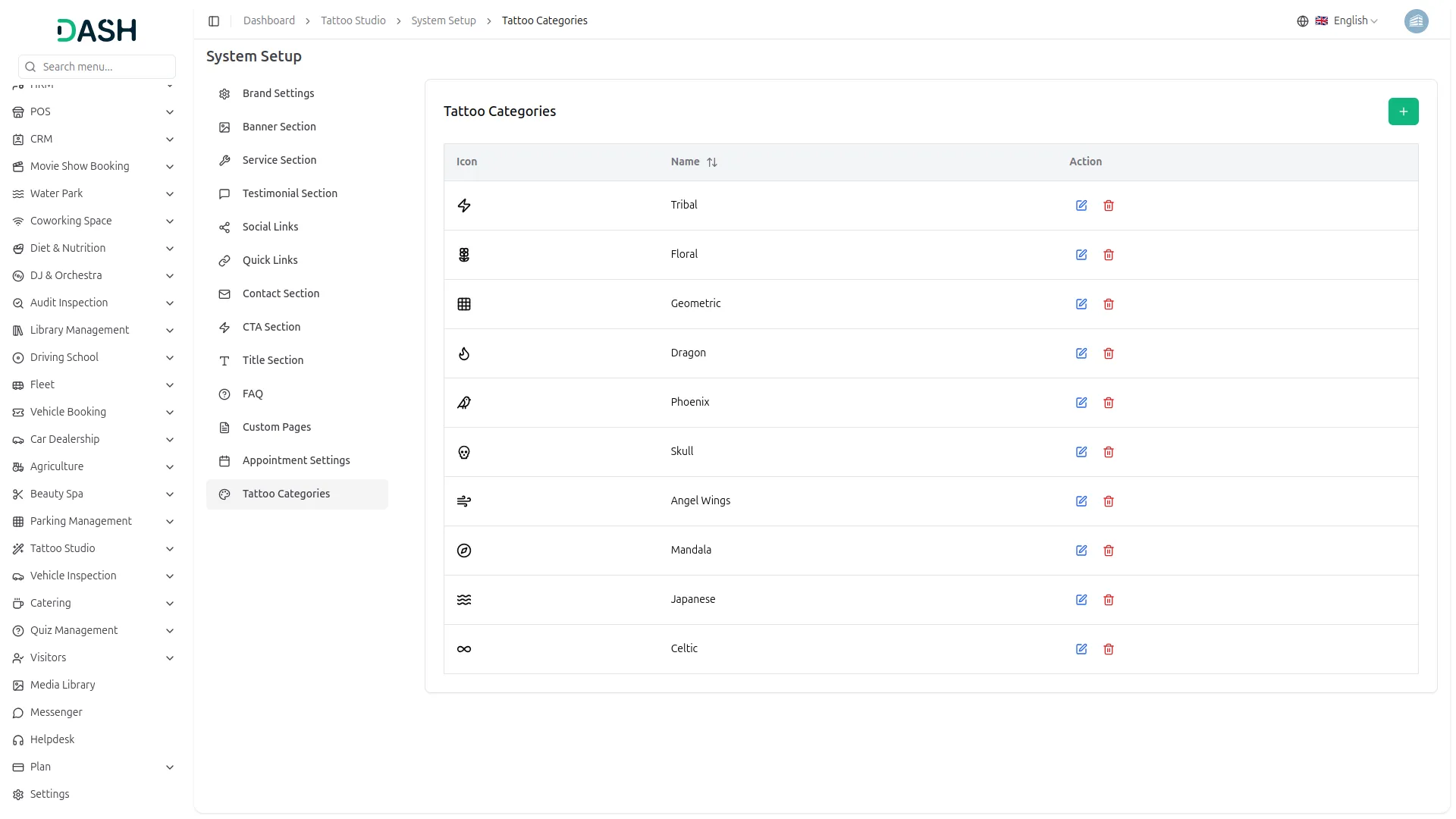 tattoo studio management dash