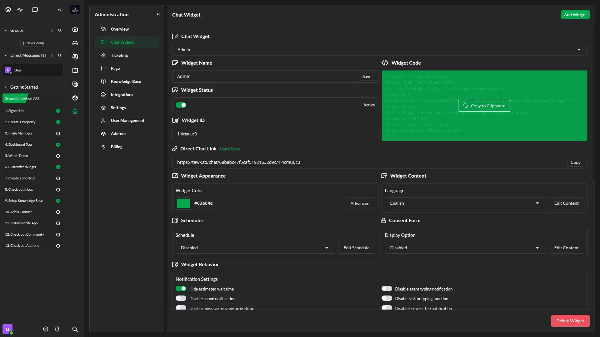 tawk-to-messenger dash saas