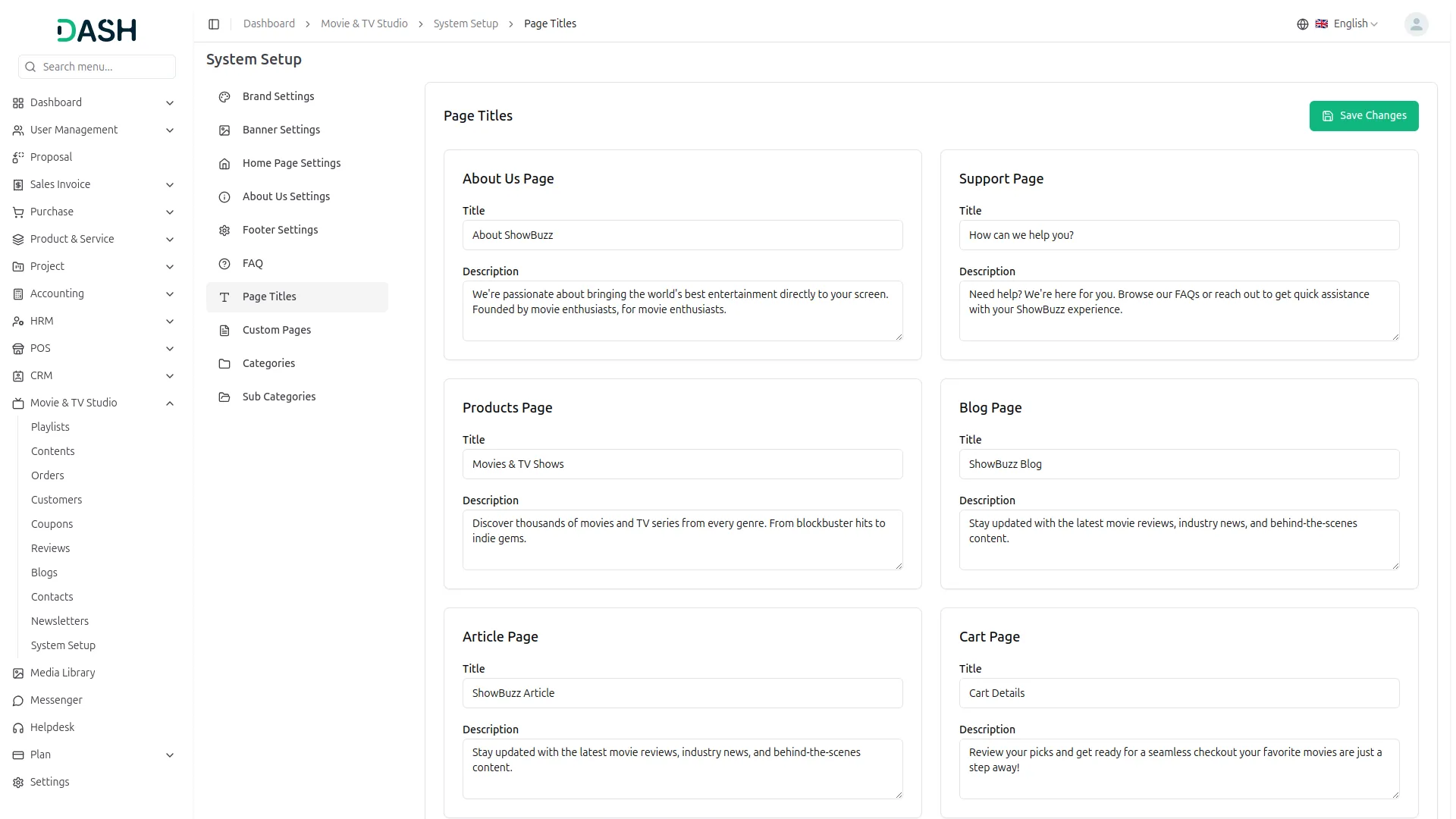 movie & tv studio management