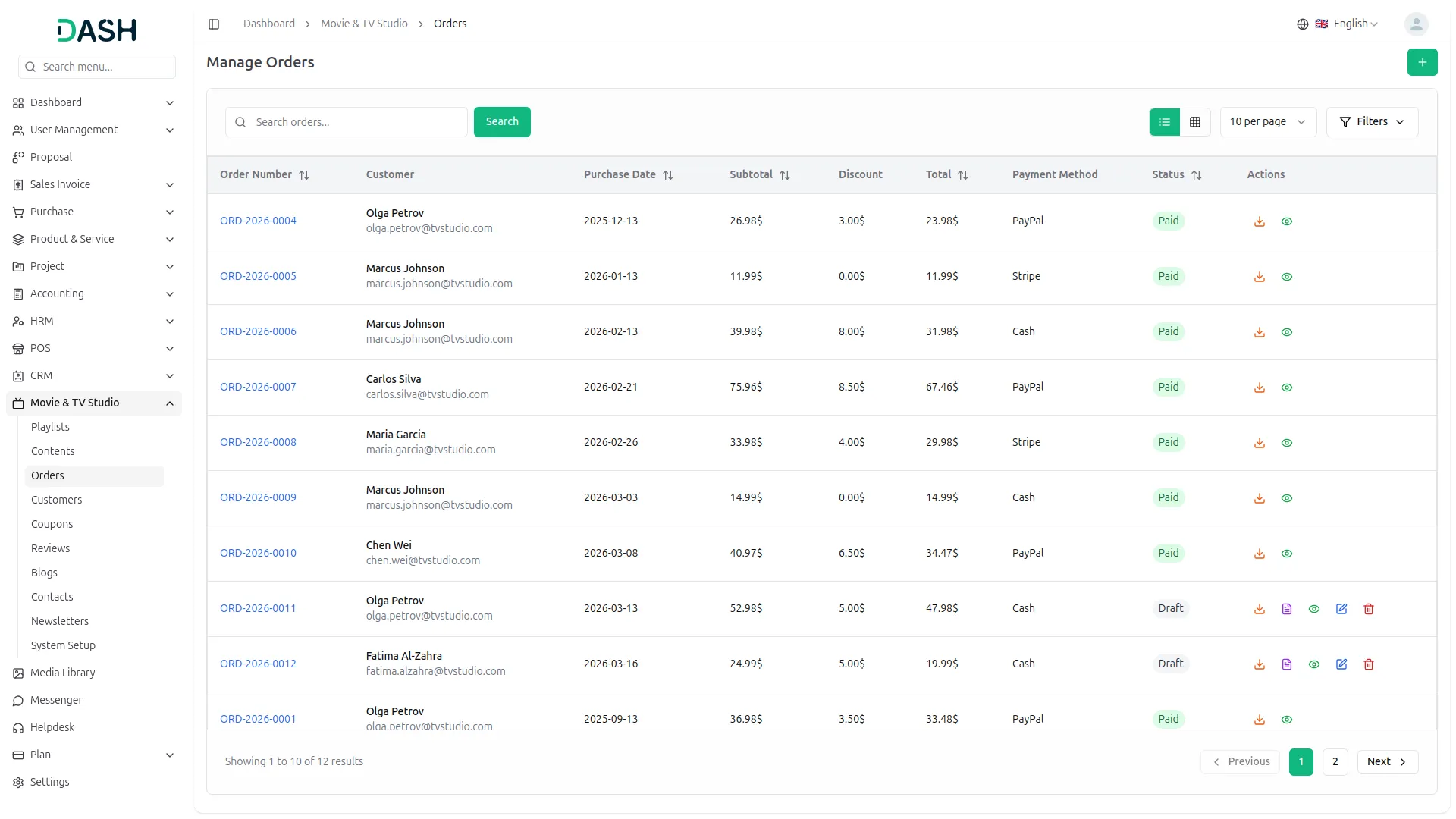 movie & tv studio management