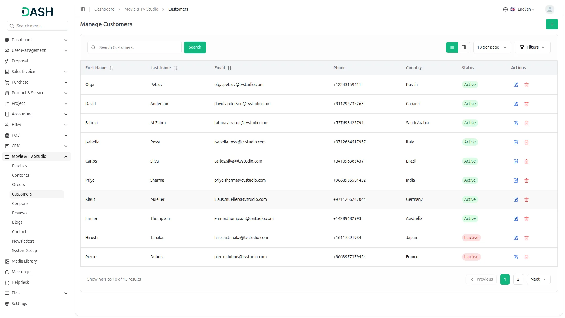 movie & tv studio management