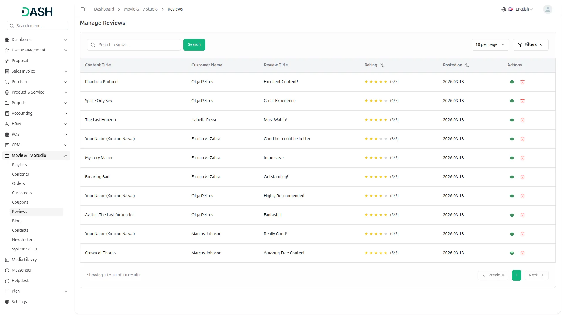 movie & tv studio management