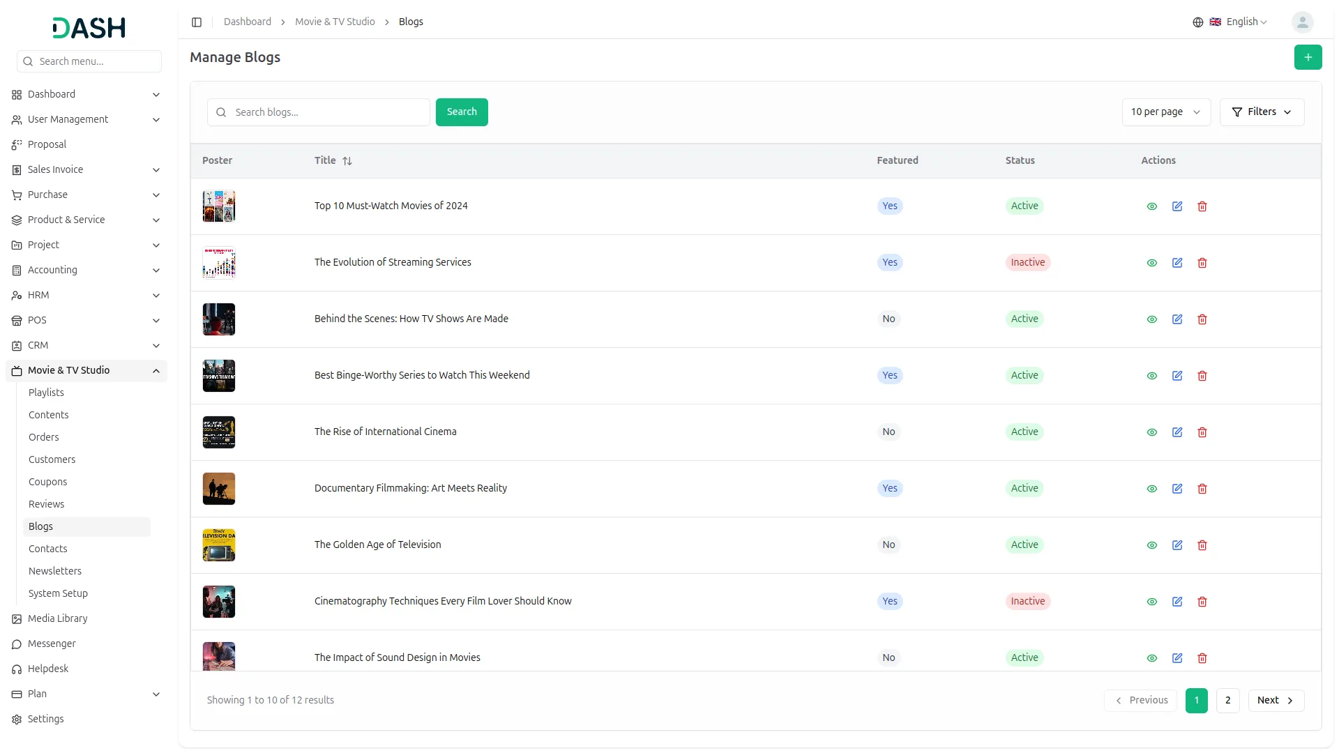 movie & tv studio management