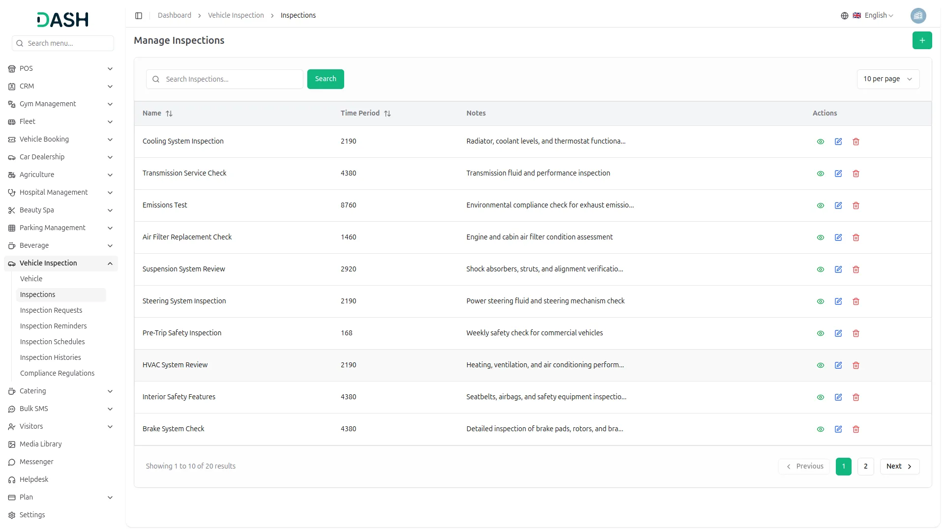 vehicle inspection management