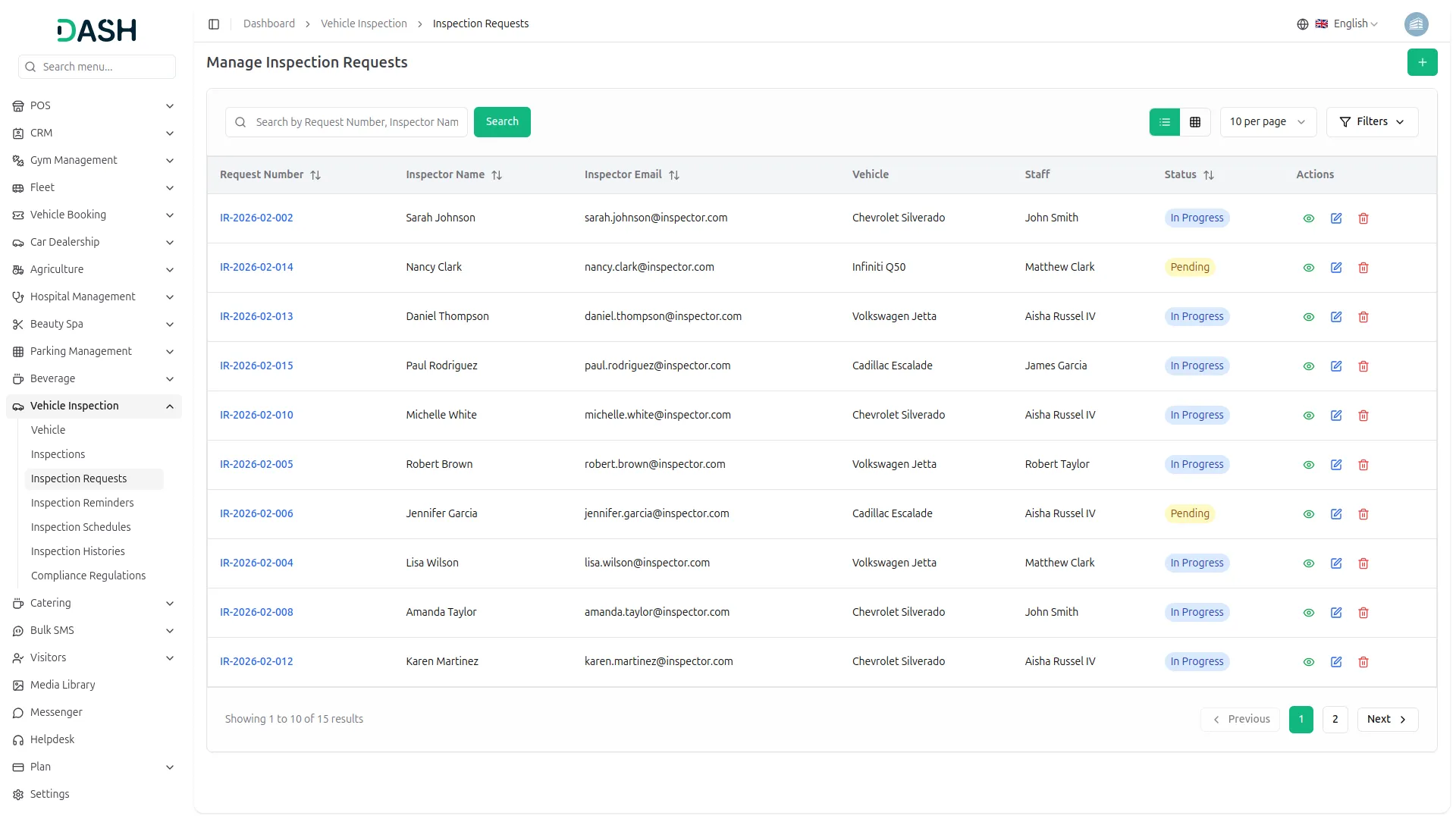 vehicle inspection management