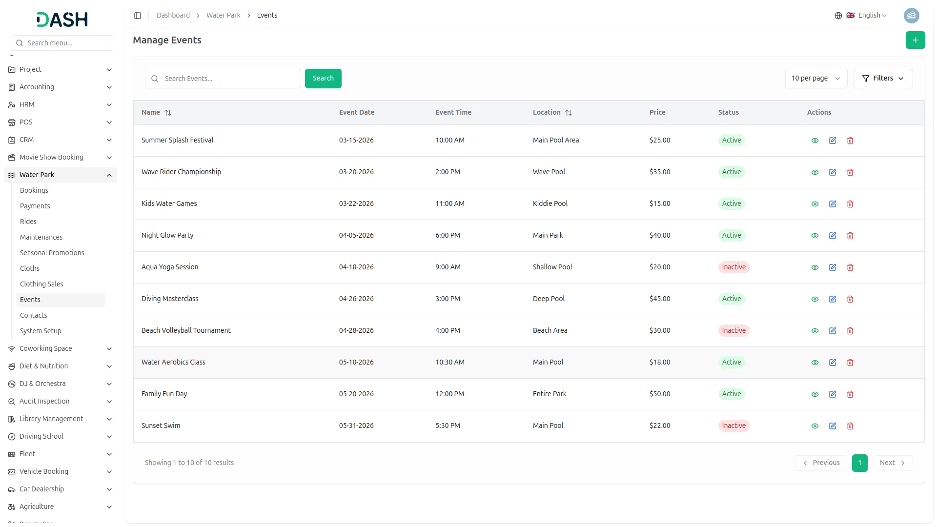 water park management