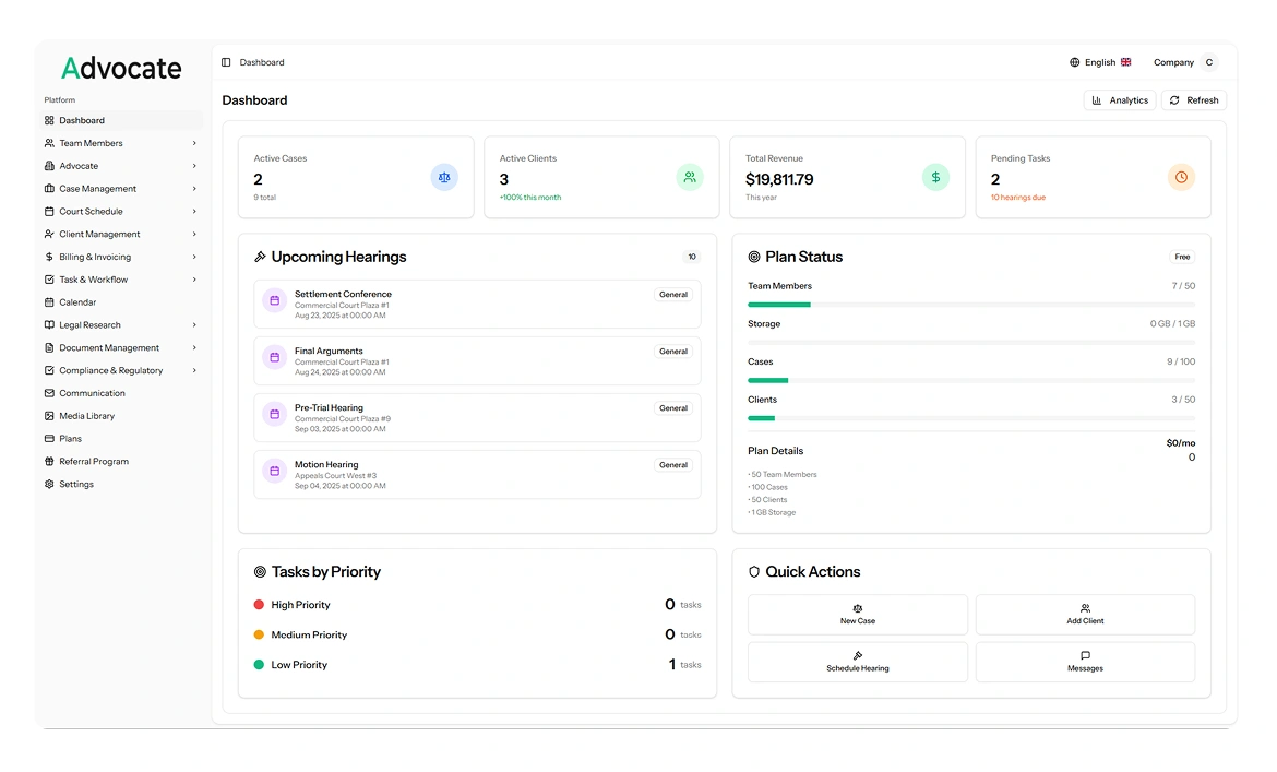 AdvocateGo SaaS – Legal Practice Management