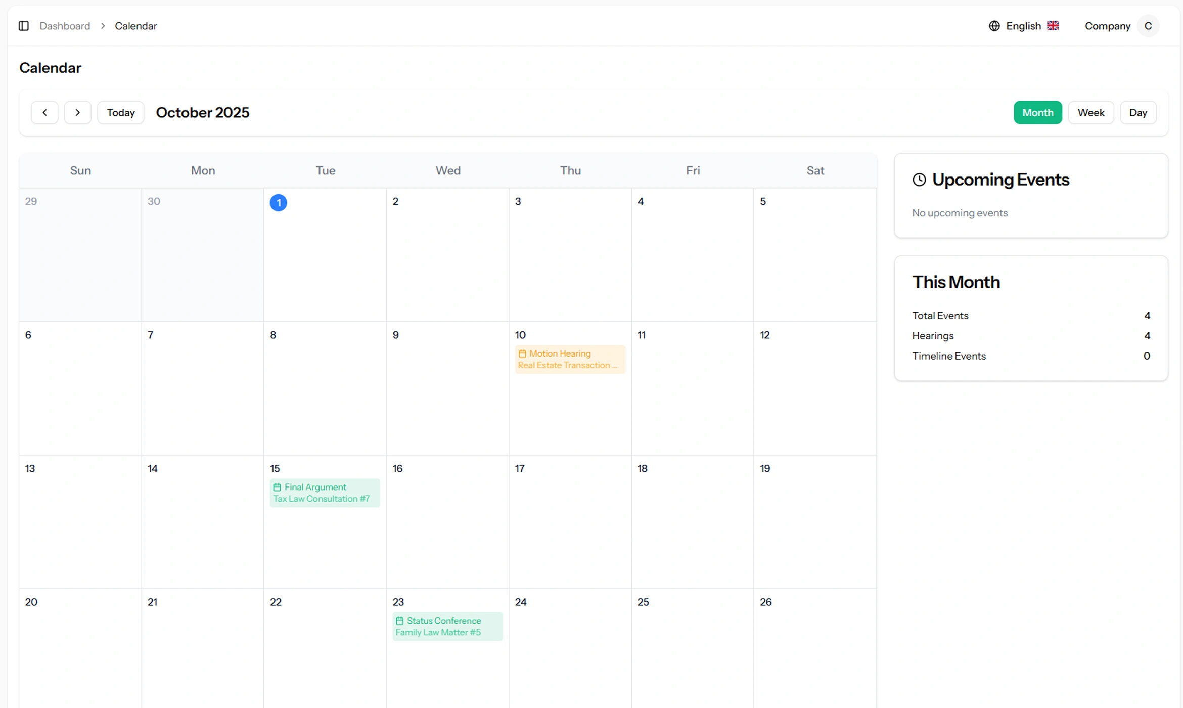 Advocate Calendar Scheduling