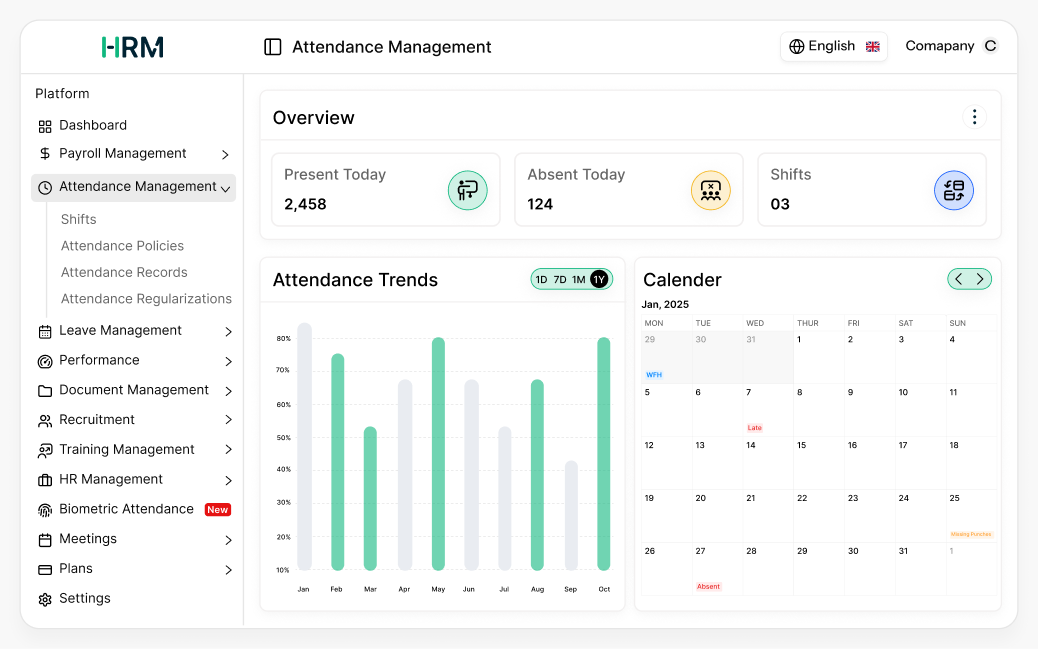 attendance management dashboard