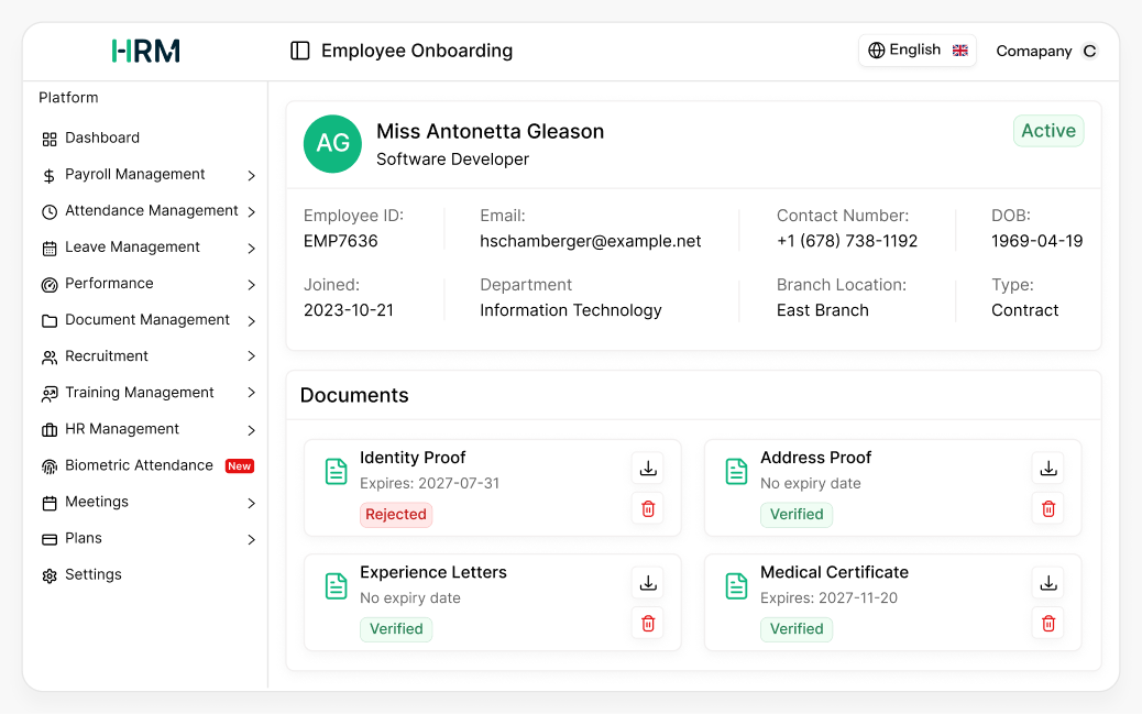 employee onboarding dashboard