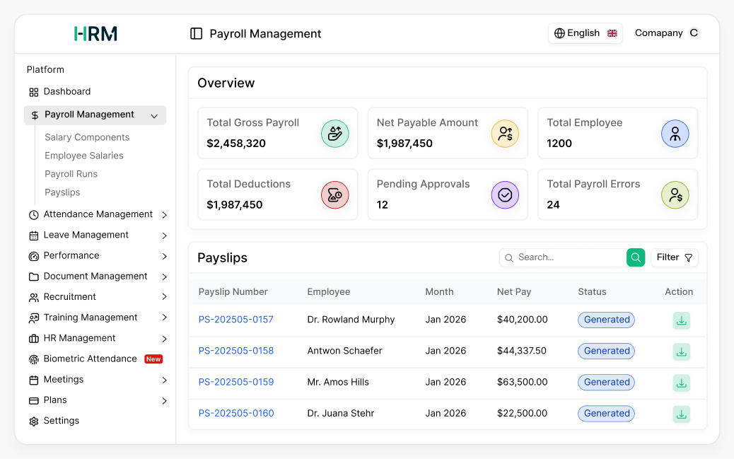 payroll management dashboard