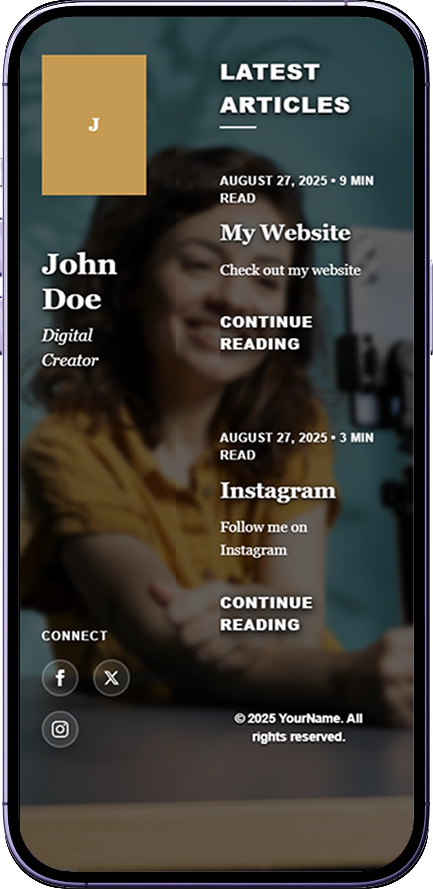 Bio link Personal blog card for digital identity