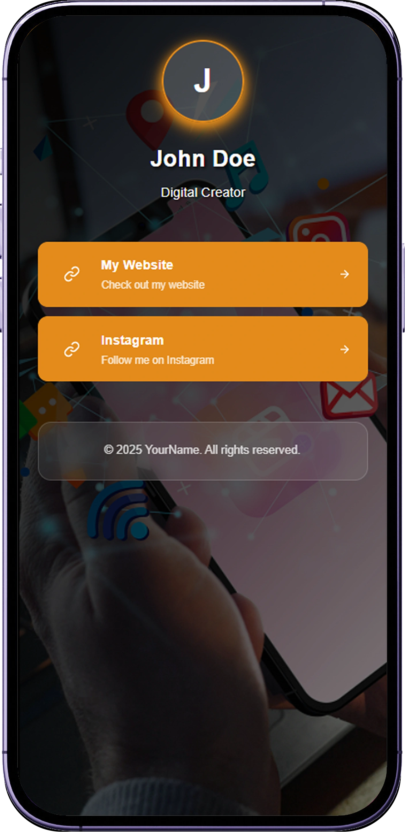 Bio link Social profile card for digital identity