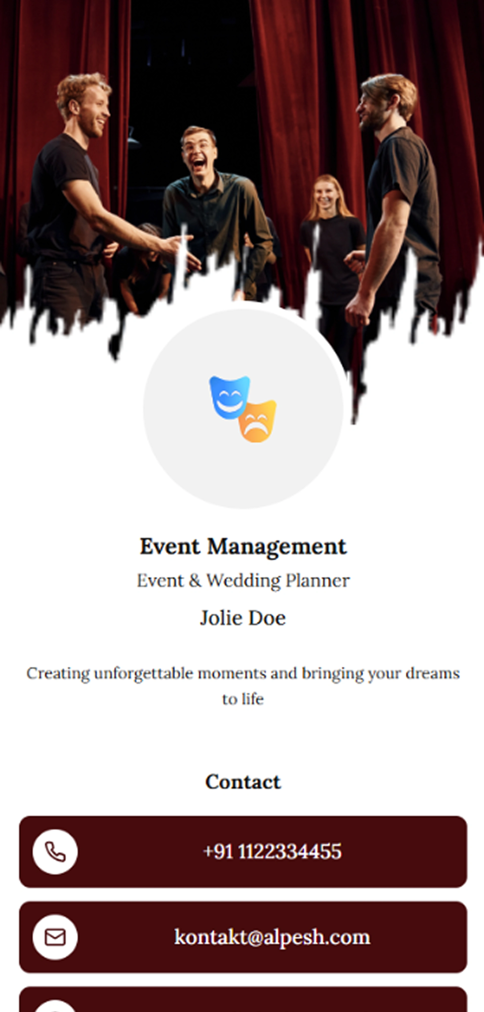 Actor digital visiting card