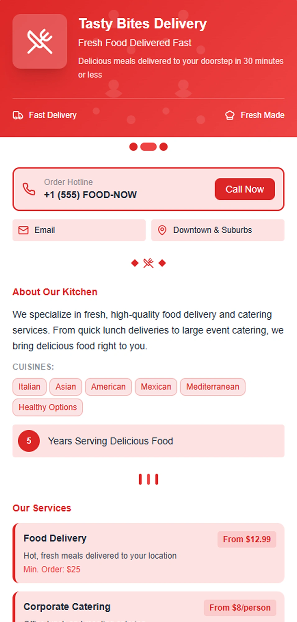 Mobile vCard for food delivery drivers