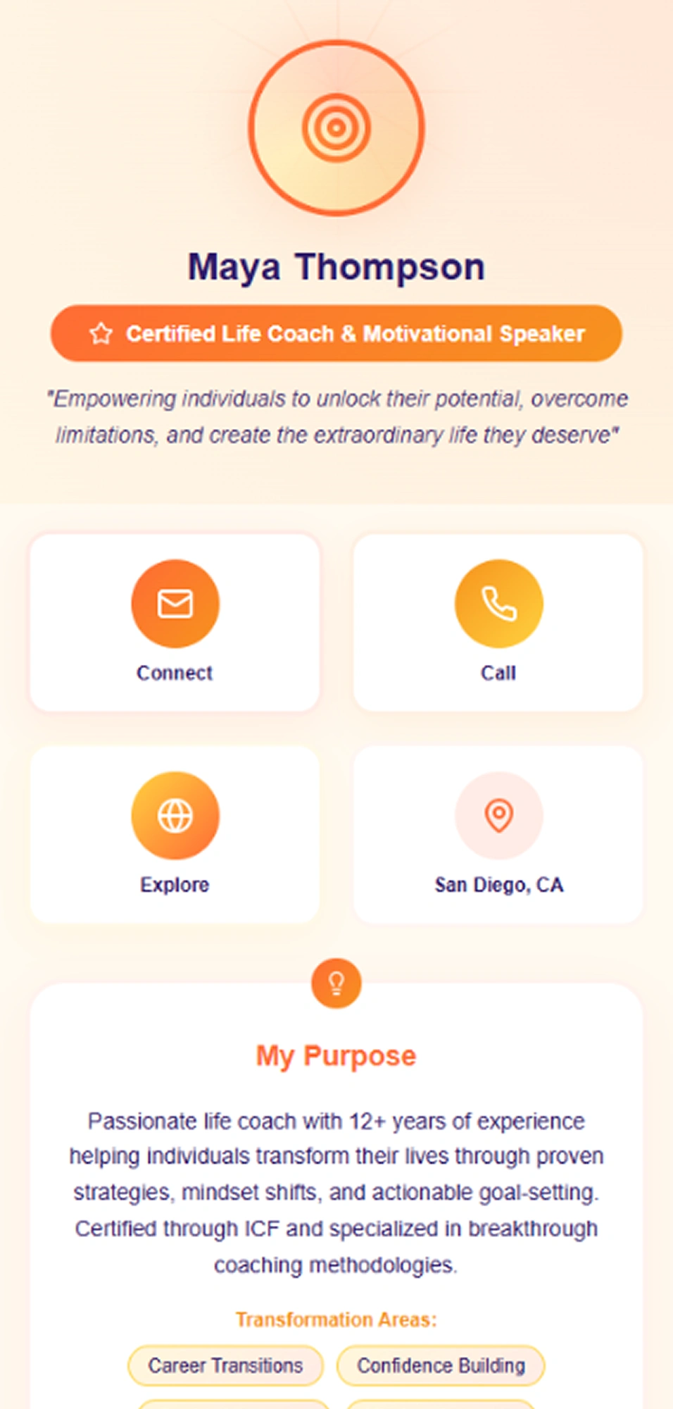 Life coach digital visiting card