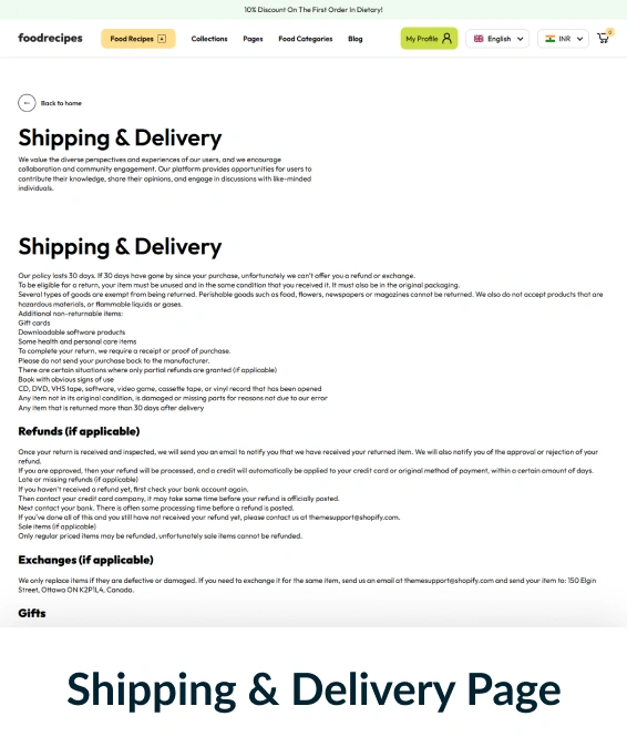 Food Recipes Shopify Theme