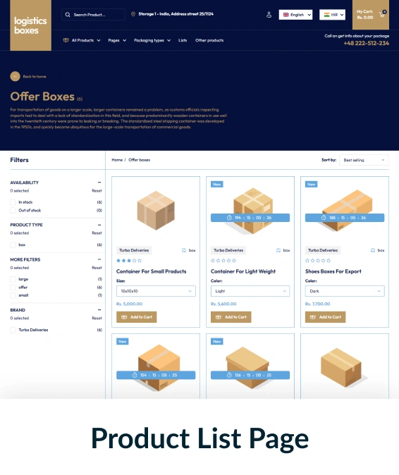 Logistics boxes Shopify Theme