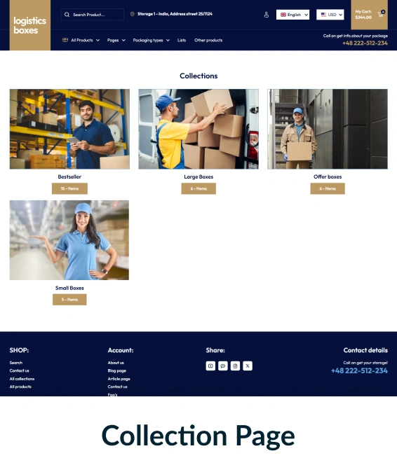 Logistics boxes Shopify Theme