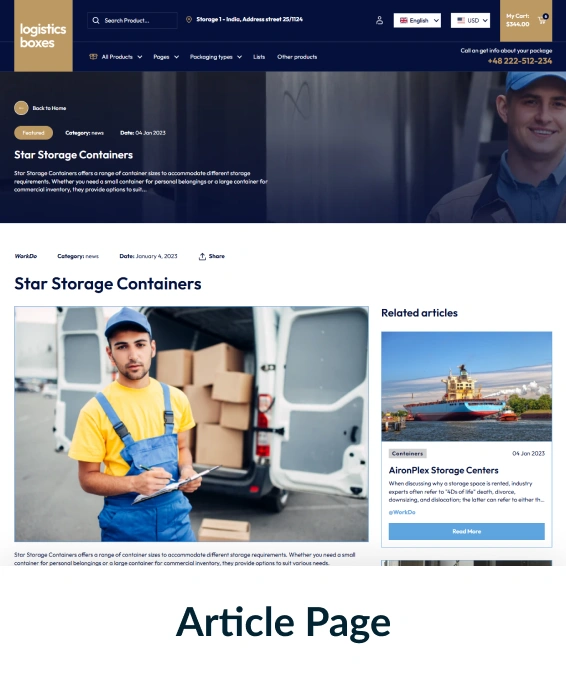 Logistics boxes Shopify Theme