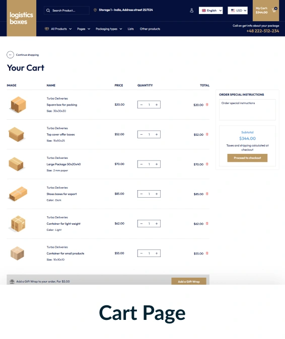 Logistics boxes Shopify Theme