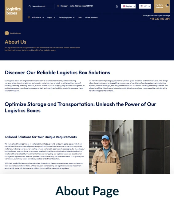 Logistics boxes Shopify Theme