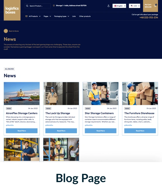 Logistics boxes Shopify Theme