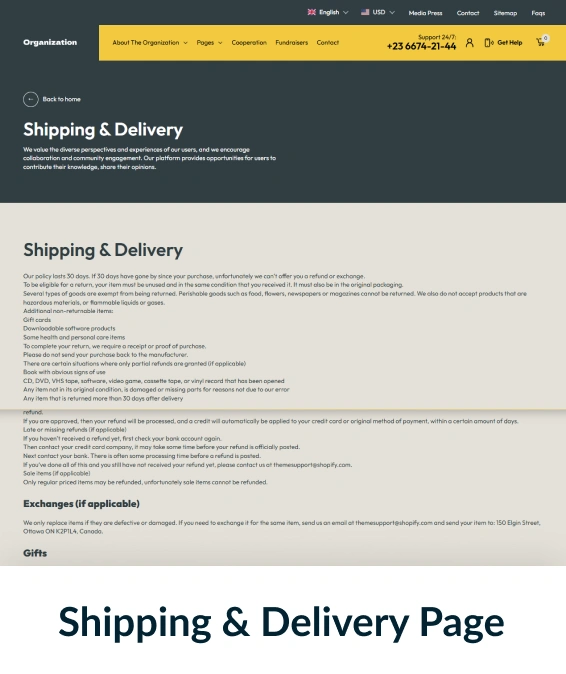 Organization Shopify Theme