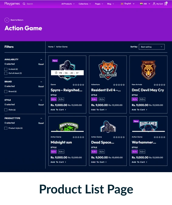 Playgames Shopify Theme