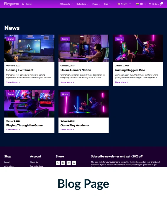Playgames Shopify Theme