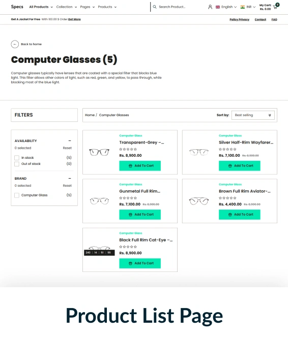 Specs Shopify Theme