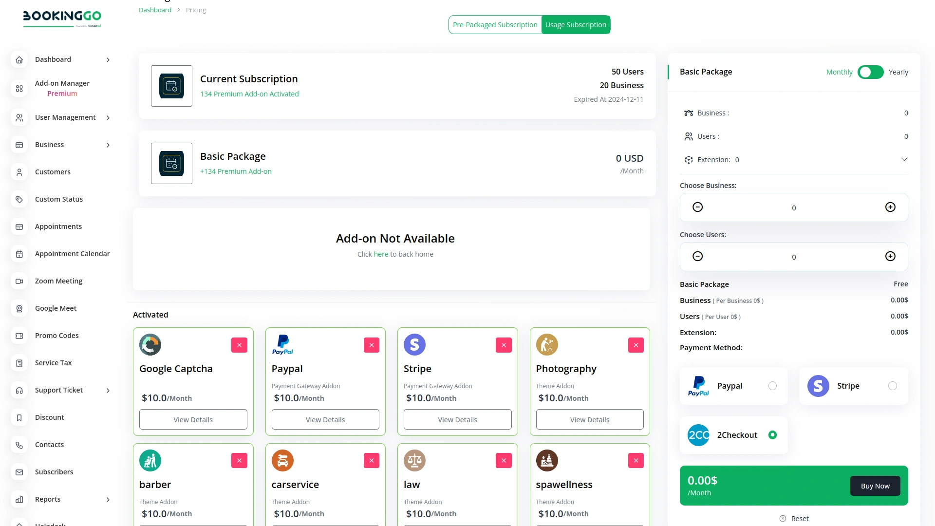2Checkout – BookingGo SaaS Add-On