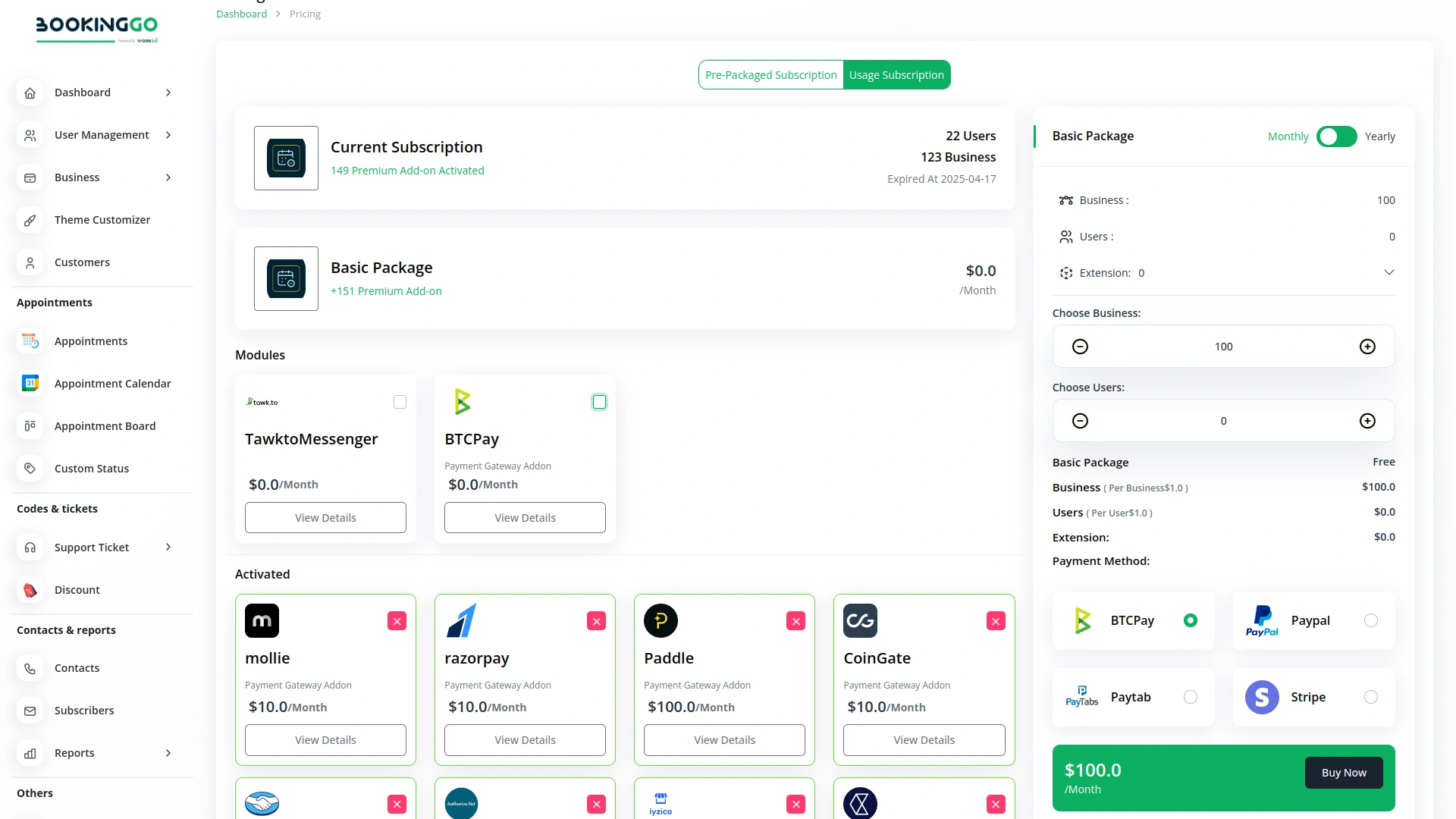 BTCPay – BookingGo SaaS Add-On