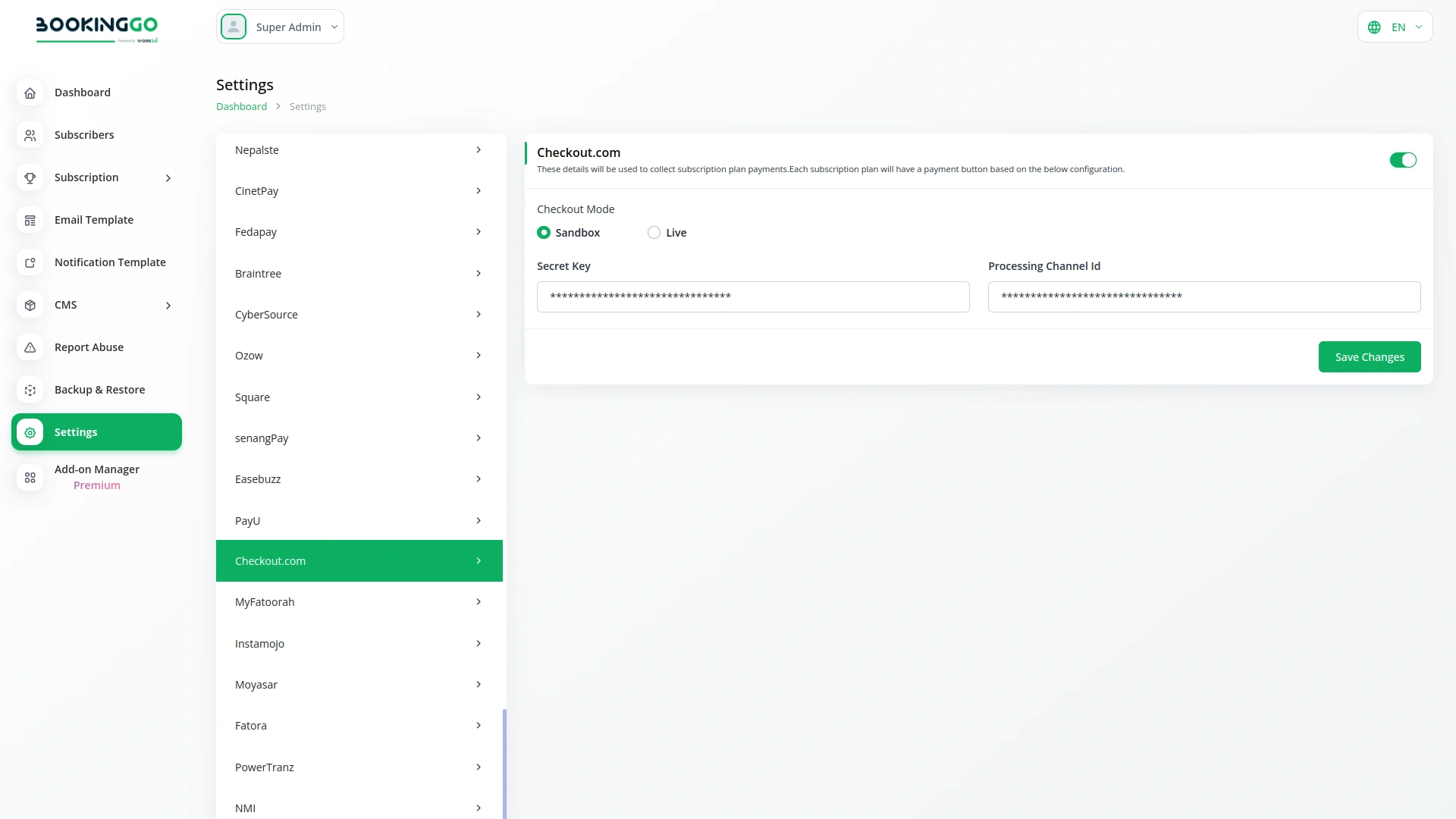 Checkout – BookingGo SaaS Add-On