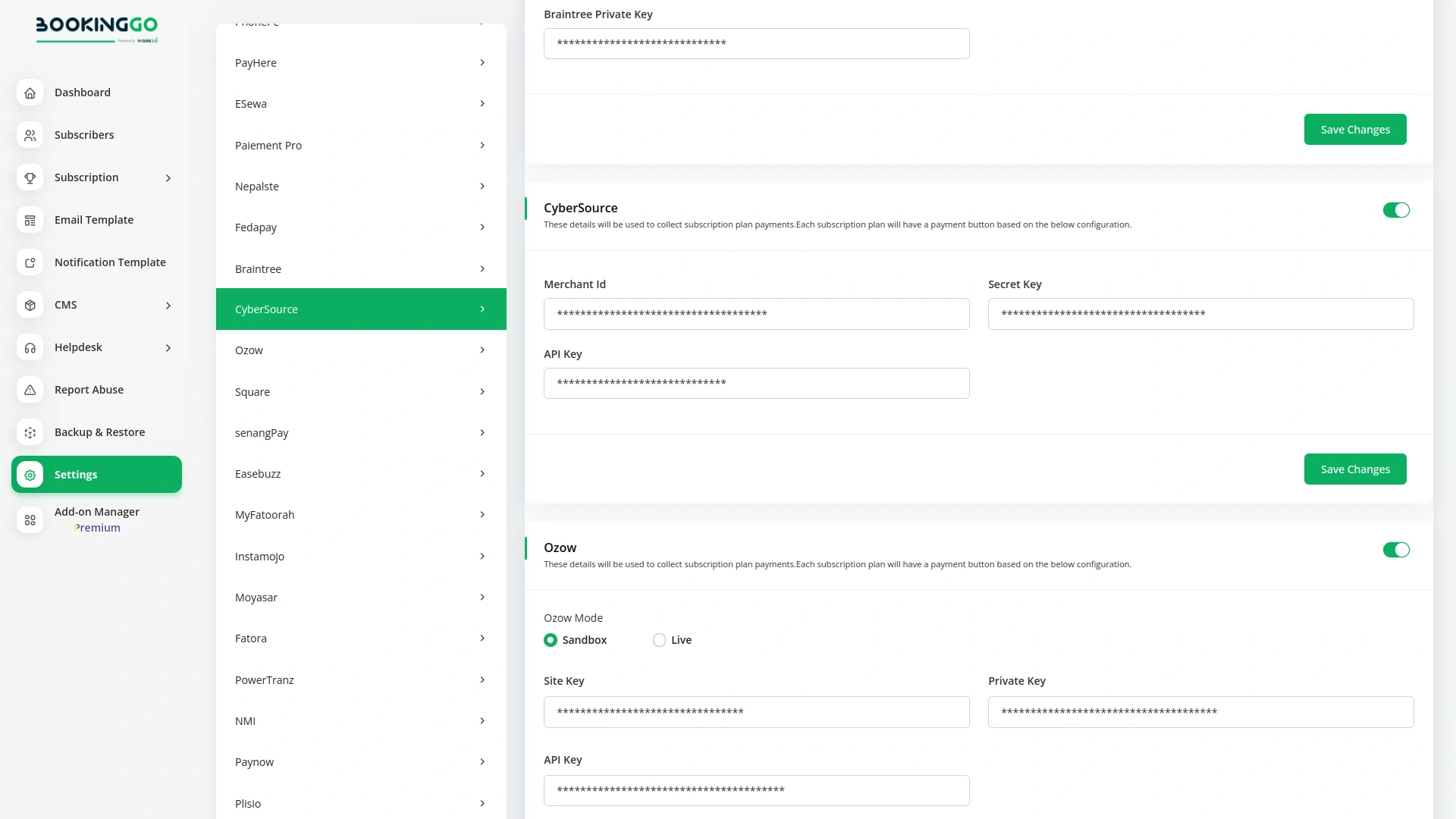 CyberSource – BookingGo SaaS Add-On