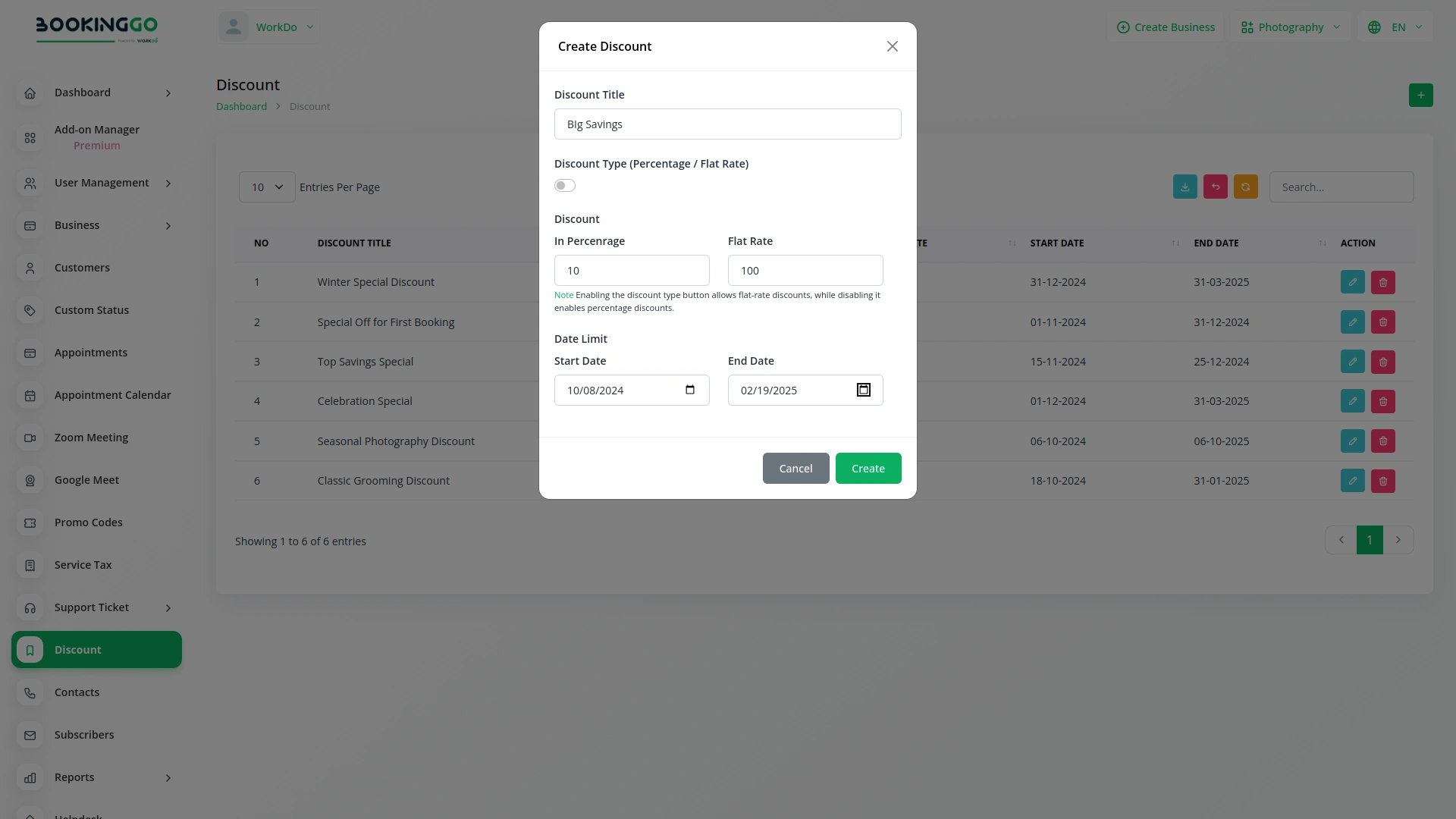 Discount – BookingGo SaaS Add-On