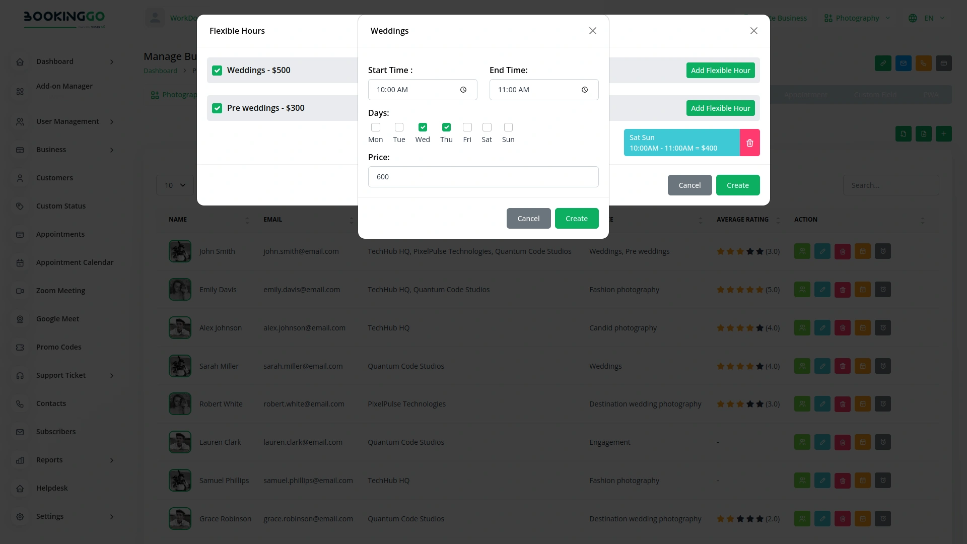 Flexible Hours – BookingGo SaaS Add-On