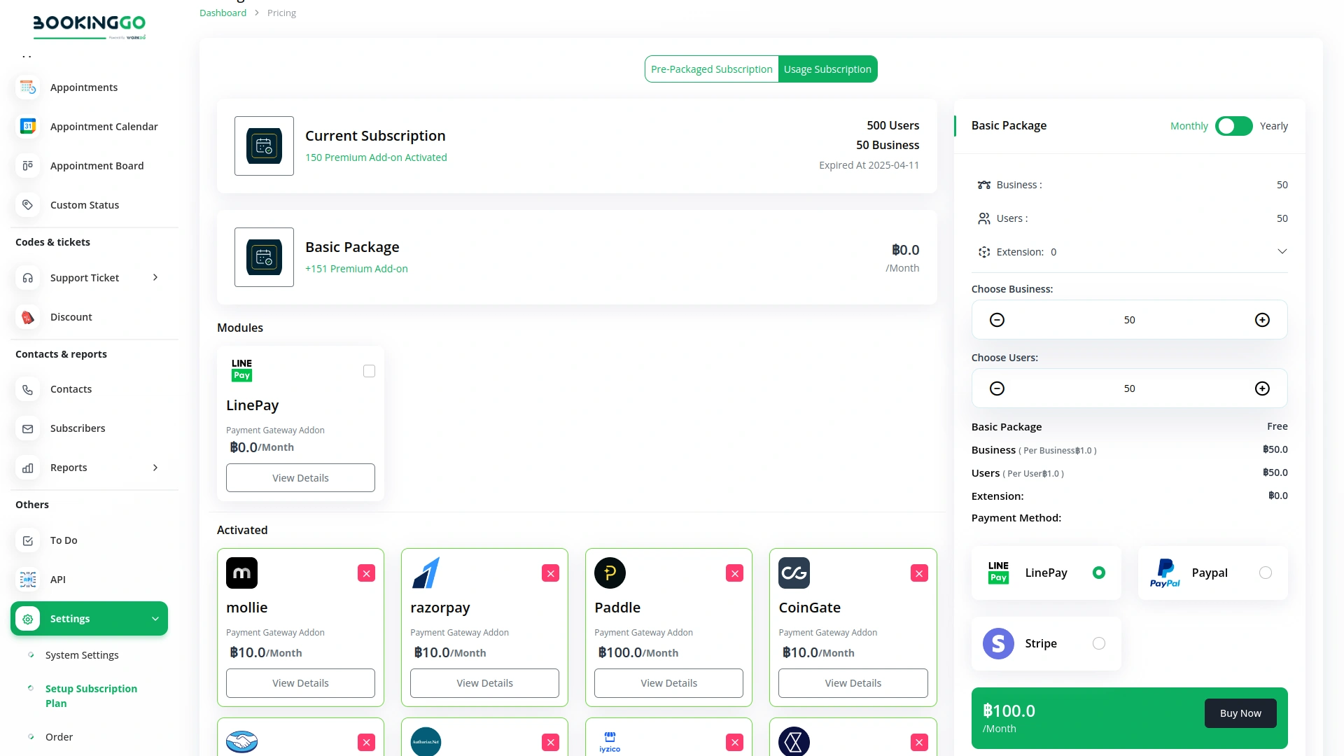 LinePay – BookingGo SaaS Add-On