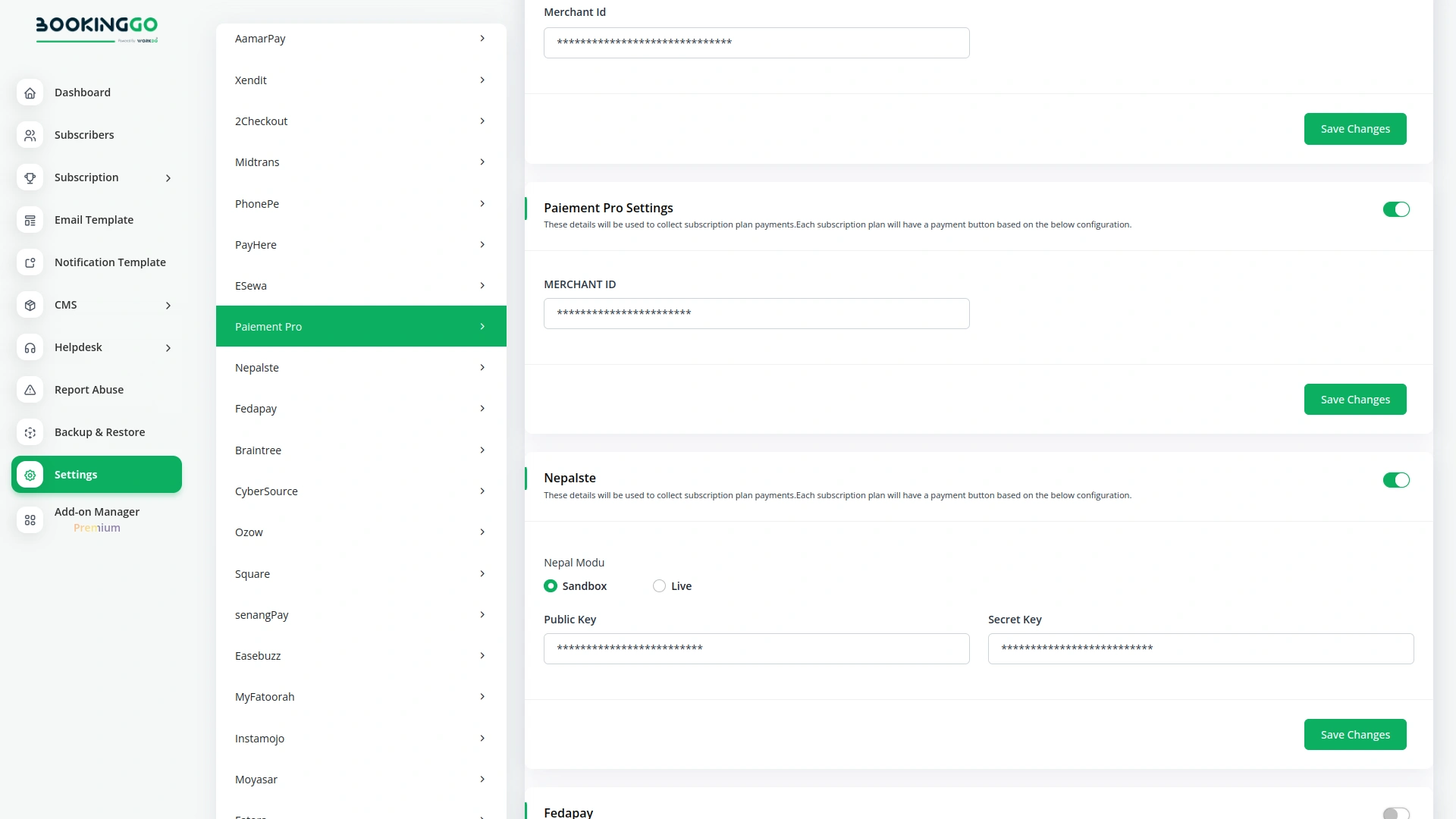 Paiement Pro – BookingGo SaaS Add-On