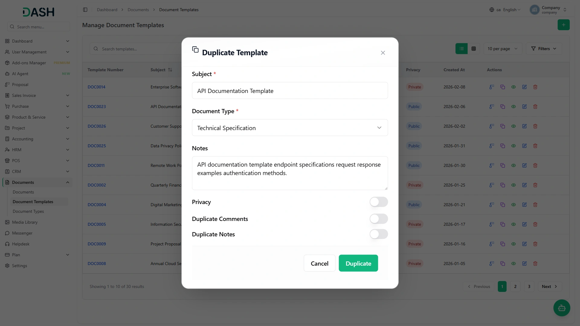 Document Template