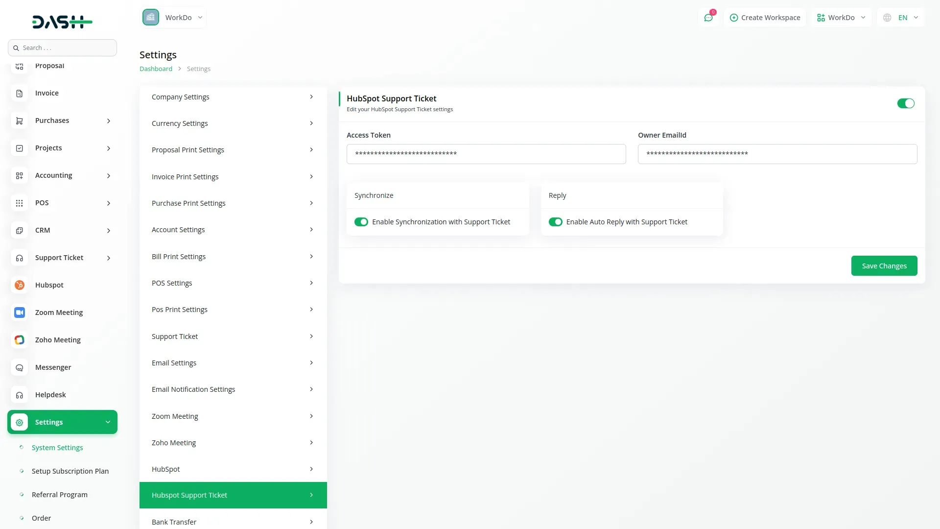 Hubspot Support Ticket