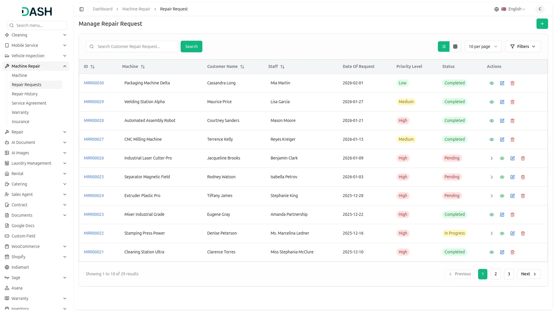Machine Repair Management