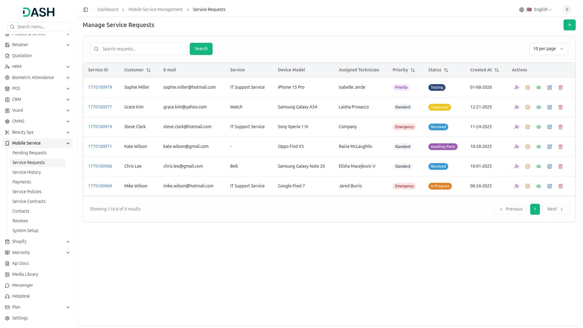 Mobile Service Management