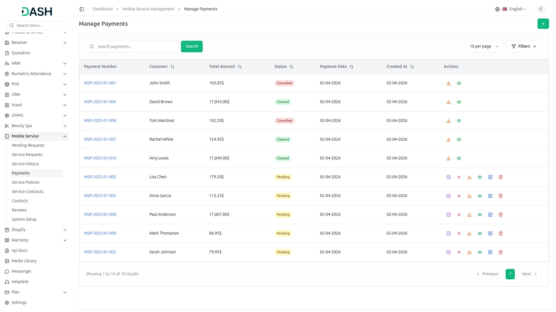 Mobile Service Management