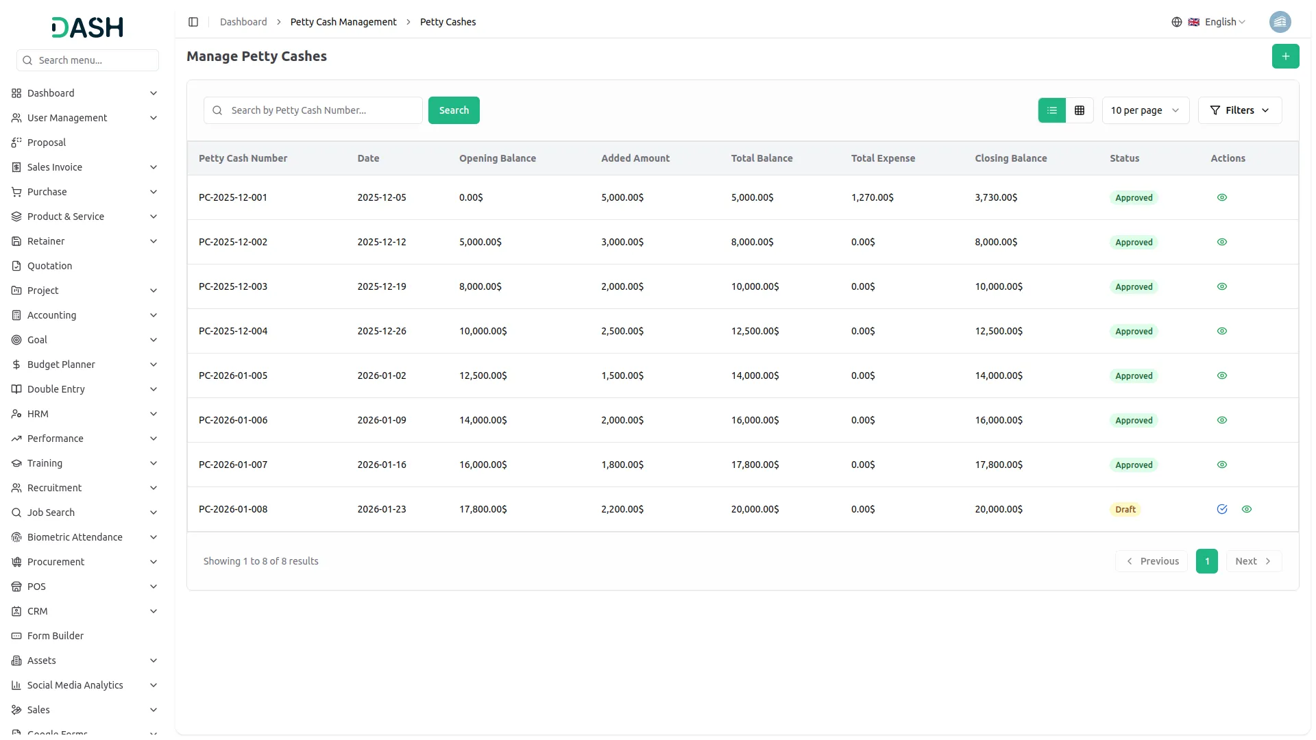 Petty Cash Management
